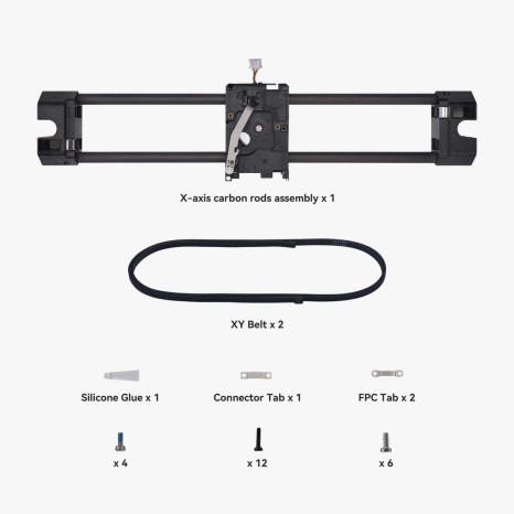 X-Axis Carbon Rods Assembly - X1 Series & P1 Series